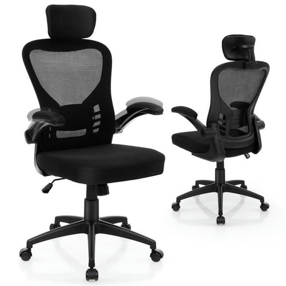 Spaco Ergonomic Mesh Office Chair with Adjustable Height for Home Office-Black,
