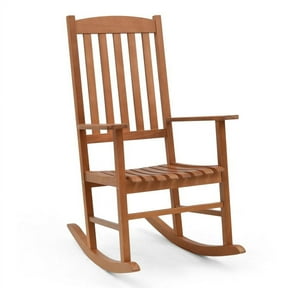 Spaco Eucalyptus Wood Rocker Chair with Stable and Safe Rocking Base , Outdoor Glider Rocking Chair for Porch,Backyard,Indoor and Garden, Natural