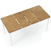 Spaco Extendable Dining Table with Rubber Wood Legs for 4-8 People-White,