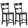thumbnail image 1 of Spaco Farmhouse Dining Bar Stool Set of 2 with Solid Rubber Wood Frame-Black, Lounge Chair, Dining Room Chair for Kitchen, Dining, Bedroom, Living, 1 of 7