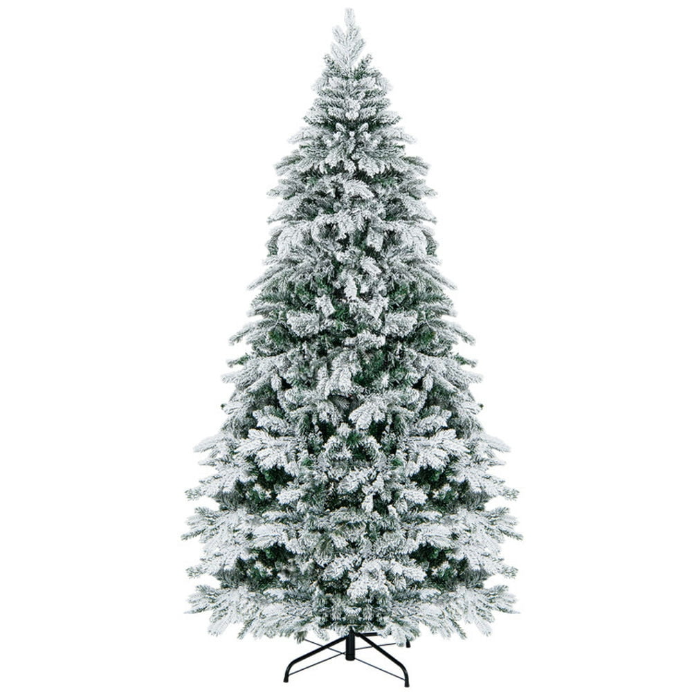 7-Foot White Flocked Spruce Artificial Christmas Tree with LED Lights