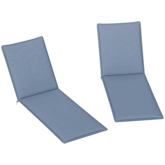 Spaco Foldable Chaise Lounge Cushion Set of 2, 76" x 23" UPF50+ 200gsm Fabric Lounge Chair Cushion for Outdoor as Backyard, Lawn, Garden, Blue