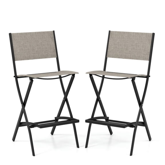Spaco Folding Bar Stools Set of 2 with Backrest Humanized Footrest, Stools Set with Heavy-Duty Metal Frame, Stools Set for Indoor and Outdoor as Bar, Garden, Patio, Coffee