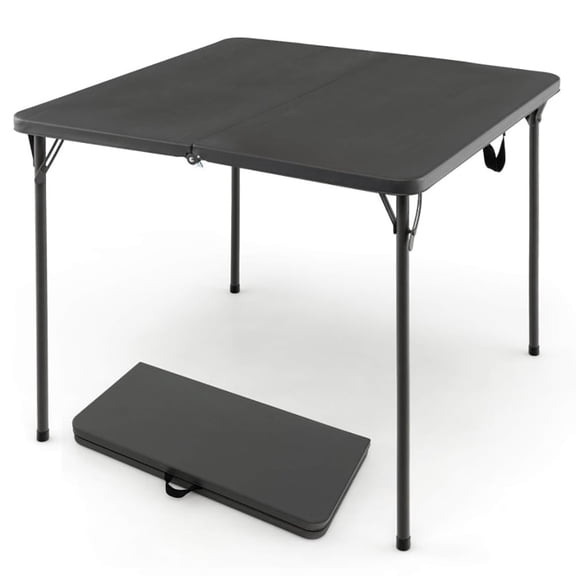 Spaco Folding Camping Table with All-Weather HDPE Tabletop and Rustproof Steel Frame-Gray, Folding Table for Patio Pool Park Outdoor