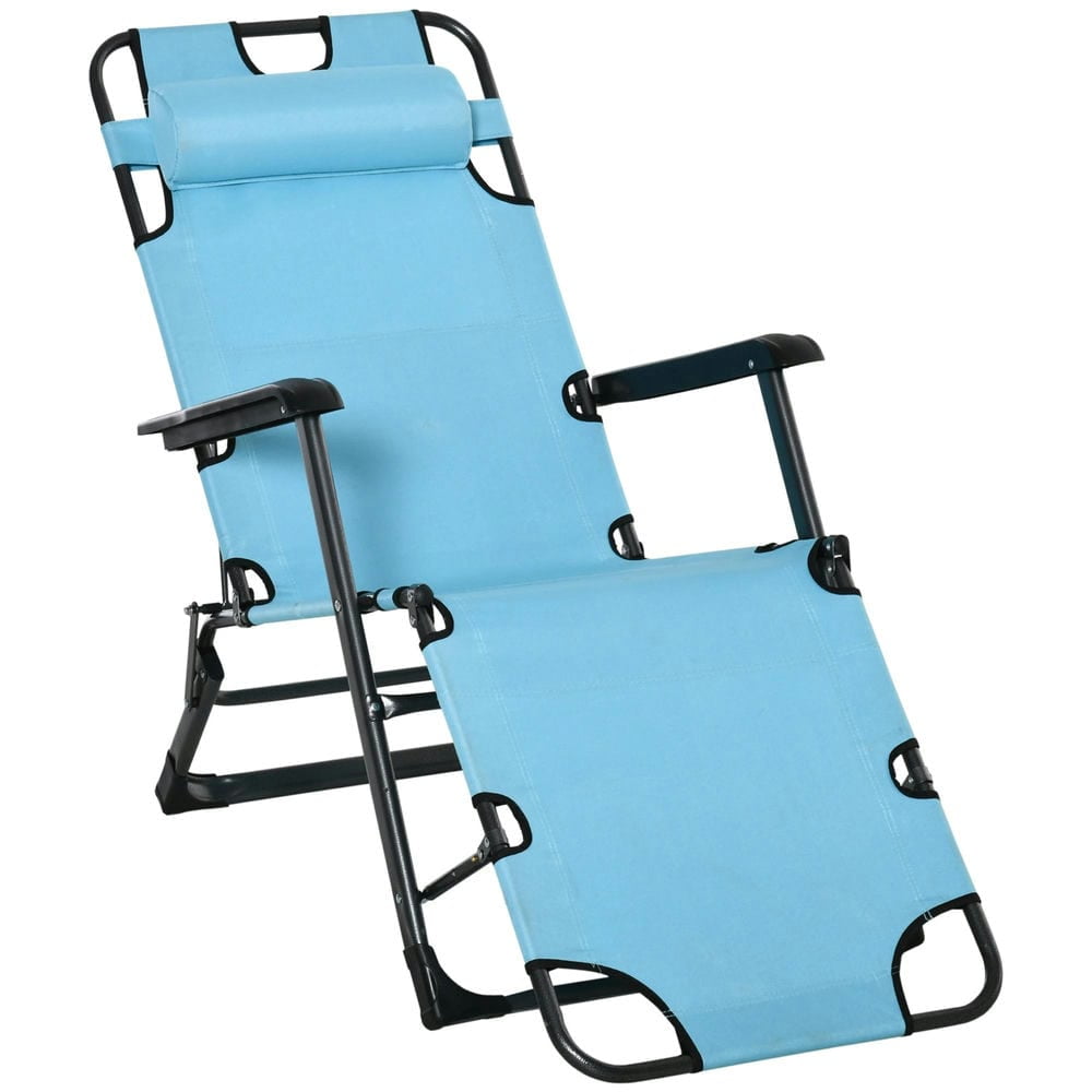 Blue Steel Adjustable Outdoor Chaise Lounge with Cushions