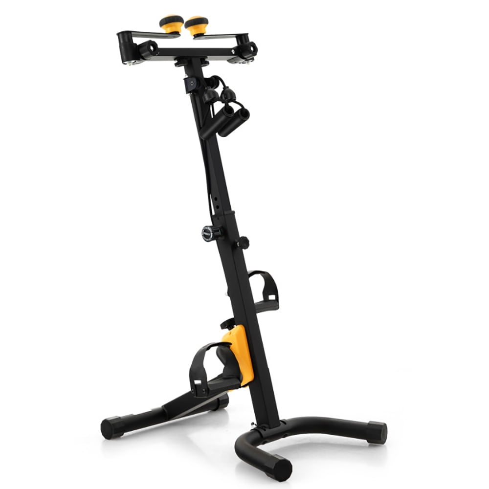 Spaco Folding Pedal Exercise Bike with Adjustable Resistance-Yellow, LCD Monitor, Adjustable Height and Length for Total Body, Home Exercise Equipment