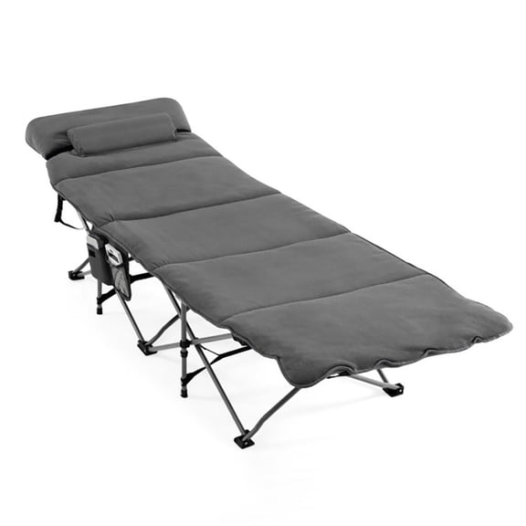 Spaco Folding Retractable Travel Camping Cot with Mattress and Carry Bag, Foldable Camping Cots for Travel Tent Day Outdoor & Home Guest, Gray