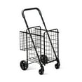 thumbnail image 1 of Spaco Folding Shopping Cart Basket Rolling Trolley with Adjustable Handle-Black, Heavy Duty Collapsible Utility Cart with Wheels for Storage, Laundry, Luggage, 1 of 9