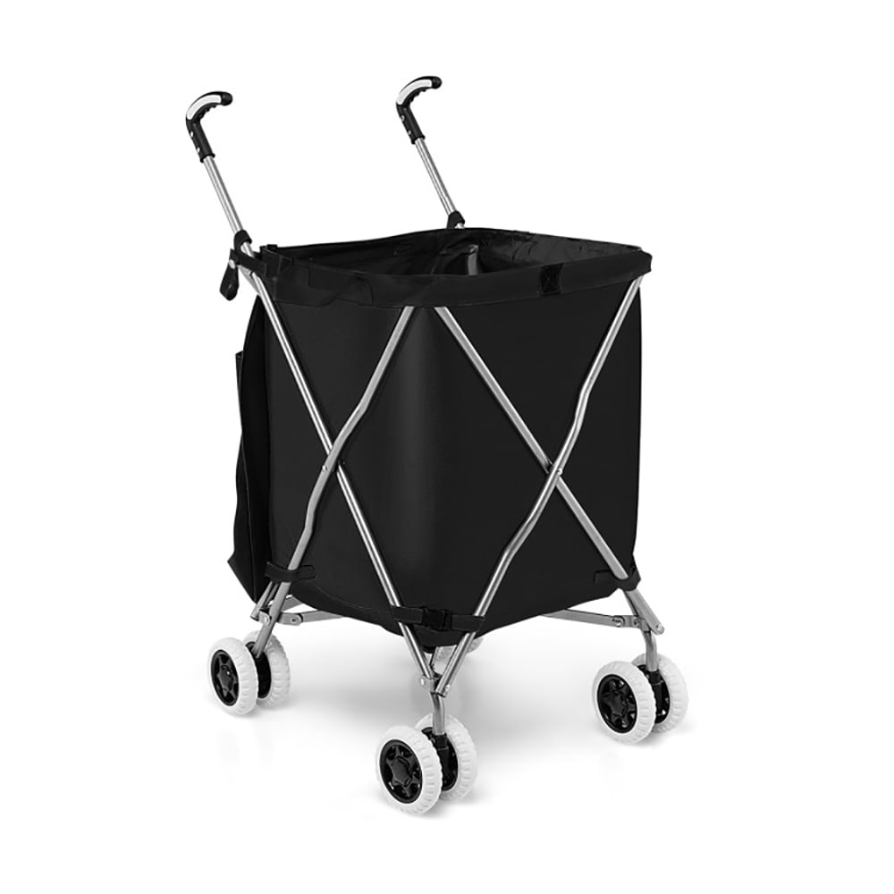 Spaco Folding Shopping Utility Cart with Water-Resistant Removable Canvas Bag-Black, Heavy Duty Collapsible Utility Cart with Wheels for Storage, Laundry, Luggage Spaco Folding Shopping Utility Cart with Water-Resistant Removable Canvas Bag-Black, Heavy Duty Collapsible Utility Cart with Wheels for Storage, Laundry, Luggage