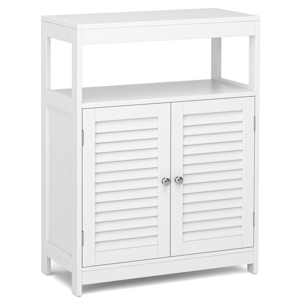 White MDF Living Room Cabinet with Adjustable Shelving