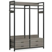 Spaco Freestanding Closet Organizer, Garment Rack with Drawers & Shelves, Coat Cloth Rack for Indoor as Home, Living Room, Gray