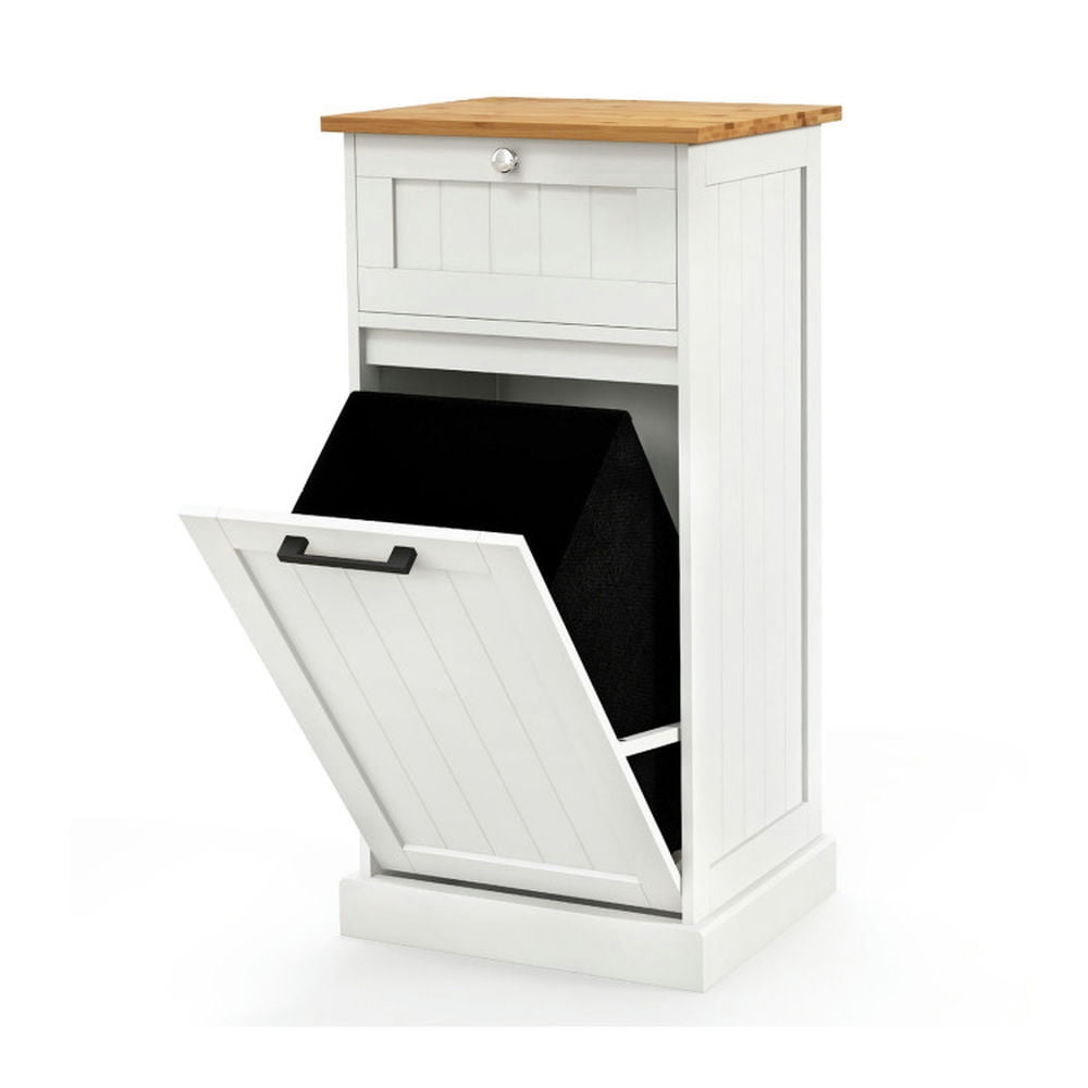 Spaco Freestanding Tilt Out Laundry Cabinet with Basket-White, Laundry Hamper for Bedroom, Bathroom, Dorm, Laundry Room