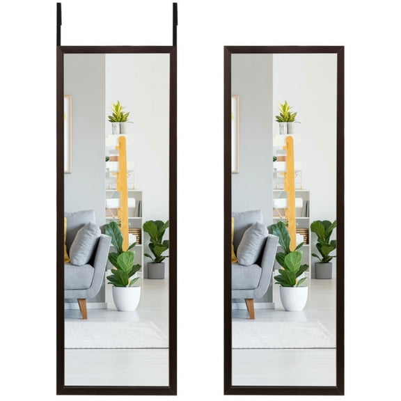 Spaco Full Length Metal Door Mirror with Adjustable Hook-Coffee, Mirrors for Wall