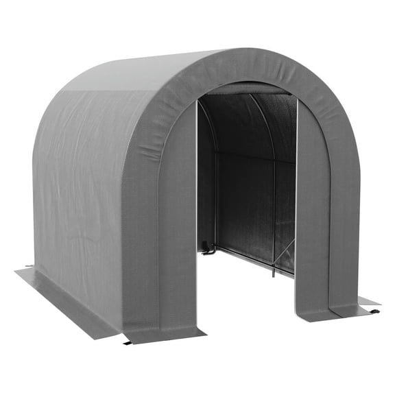 Spaco Galvanized Metal 6' x 8' Outdoor Storage Tent, Heavy Duty and Waterproof Portable Shed for Outdoor, Dark Gray