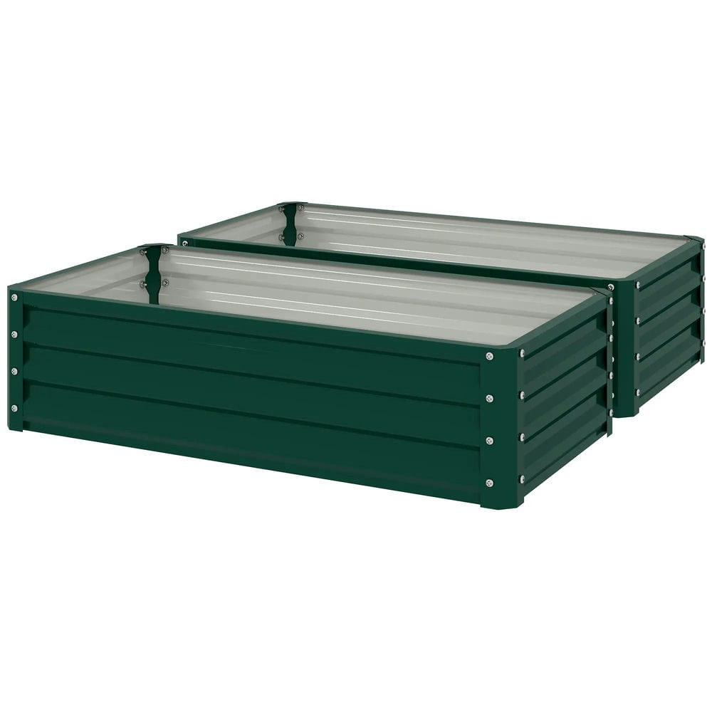 Spaco Galvanized Raised Garden Bed, 4' x 2' x 1' Metal Planter Box for Outdoor Growing Vegetables, Flowers, Herbs, Succulents, Green