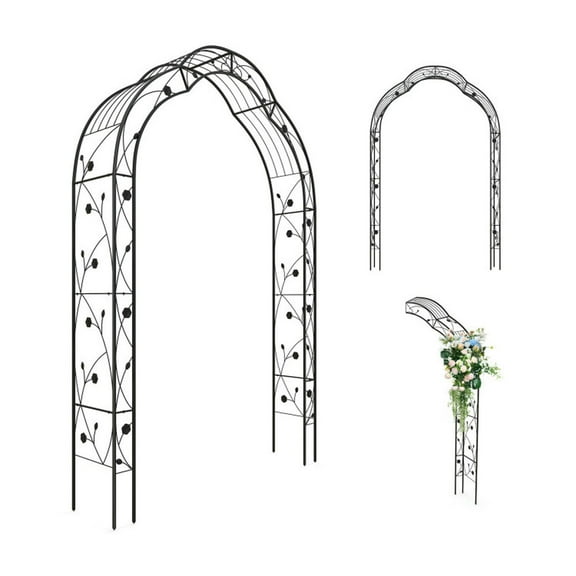 Spaco Garden Arch Arbor Trellis, Outdoor Trellis Pergola, Garden Arc Trellis for Climbing Plants Roses Vines and Outdoor Garden Decor, Black