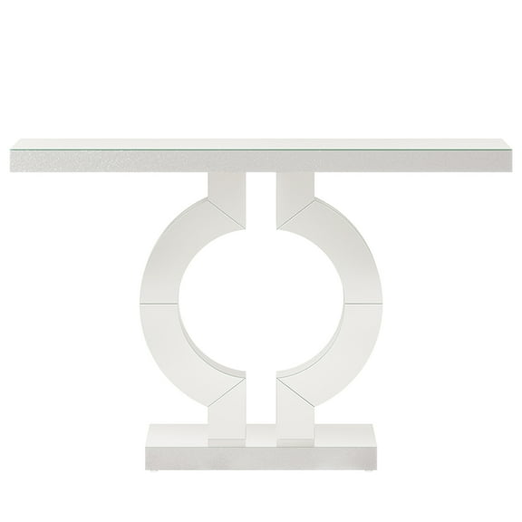 Spaco Glass Mirror Table, Rectangular, Shiny Acrylic Veneer, 43.11x11.61x31.89", Narrow Entryway Table for Hallway, Behind The Couch, Living Room