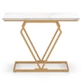 thumbnail image 1 of Spaco Gold Console Table with Diamond Shape Geometric Frame-White, Entryway Table Hallway Table, Storage-Friendly Hallway Table for Foyer & Entry Spaces, 1 of 7