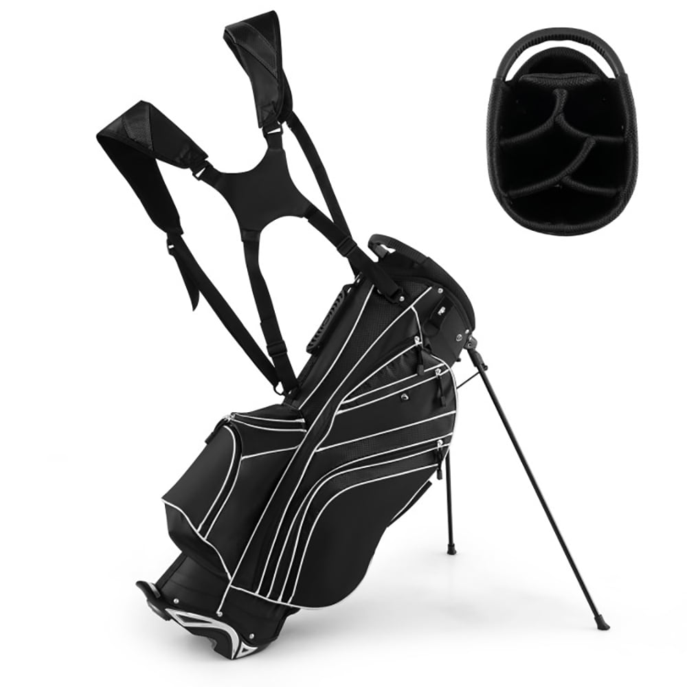 Spaco Golf Stand Cart Bag with 6-Way Divider Carry Pockets-Black, Golf Stand Bag for Men & Women,Multiple Pockets, Lightweight & Durable