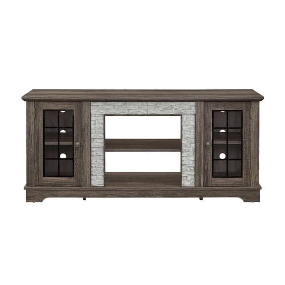 Spaco Gray 58" TV Stand - Faux Stone Media Console with 2-Door Storage