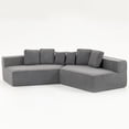 thumbnail image 1 of Spaco Gray Blue 132" Oversized Teddy Sectional Sofa, Ultra-Soft Fabric, 6 Cushions, Easy-Clean, Modern Family Gathering Couch, 1 of 7