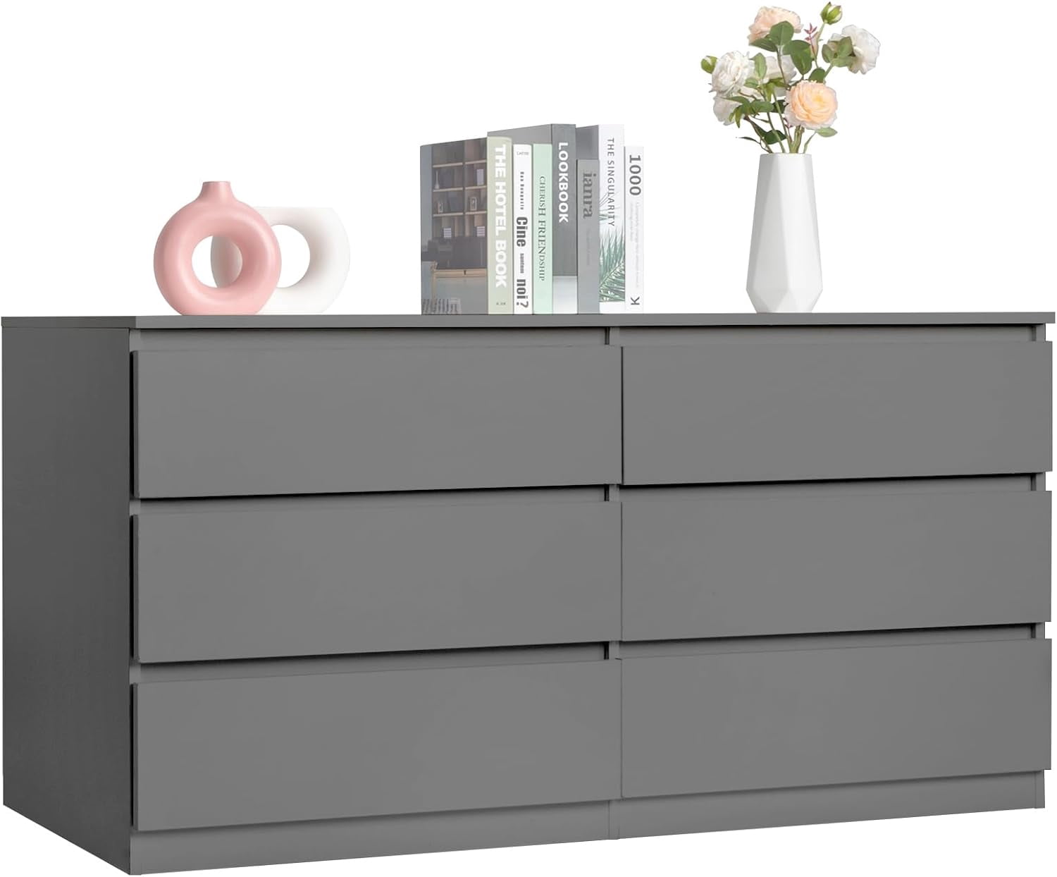 Spaco Grey Dresser for Bedroom,Modern 6 Drawer Dresser with Deep Drawer ...