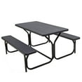 thumbnail image 1 of Spaco HDPE Outdoor Picnic Table Bench Set with Metal Base, Table Bench Set, Outdoor Picnic Table Set with Sturdy and Rust-resistant Steel Frame, Picnic Table Set for Outdoor, Black, 1 of 8