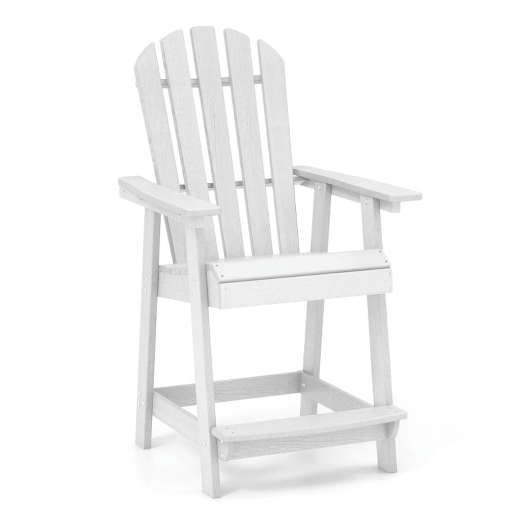 Spaco HDPE Patio Chair, Ergonomic Bar Stool with Comfortable Armrests and Extra Footrest, HDPE Chair for Indoor and Outdoor as Bar, Garden, White Spaco HDPE Patio Chair, Ergonomic Bar Stool with Comfortable Armrests and Extra Footrest, HDPE Chair for Indoor and Outdoor as Bar, Garden, White