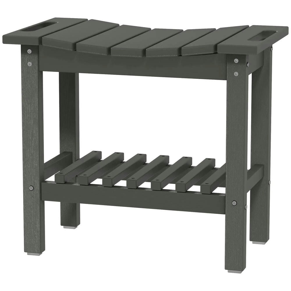 Spaco HDPE Shower Bench, Waterproof Shower Stool with Handle, Storage Shelf, Non-Slip Pads for Indoor and Outdoor, Dark Gray