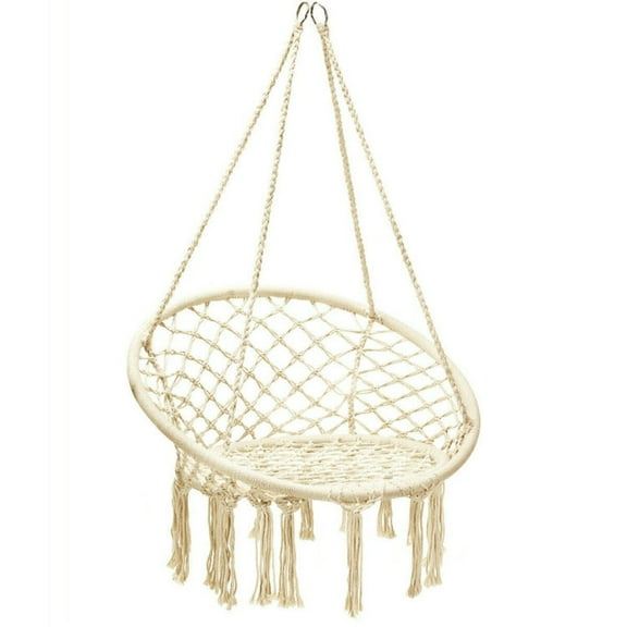 Spaco Hammock Chair Swing, Hanging Chair, Hammock Swing,Hanging Macrame Hammock Chair with Handwoven Cotton Backrest-Natural