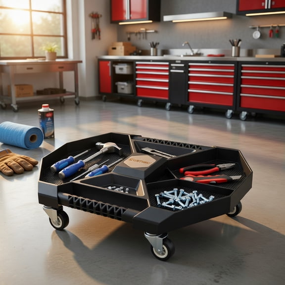 Spaco Heavy-Duty Automotive Tool Creeper with 4 Swivel Casters, 30 lb Capacity, Black Polypropylene Rolling Work Mat for Mechanics & DIY Garage Use