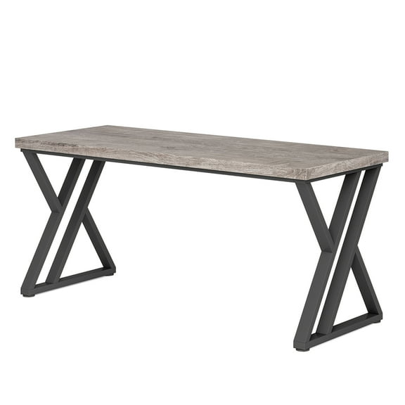 Spaco Heavy-Duty Computer Desk, 55" Simple Study Desk Writing Table, Desk for Indoor, Gray