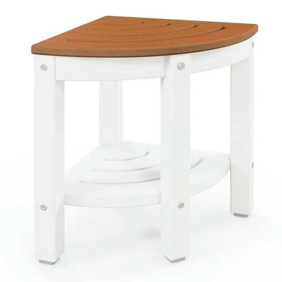 Spaco Heavy Duty Corner Shower Bench Stool with Storage Shelf for Shaving Legs-Brown, Shower Chair for Inside Shower