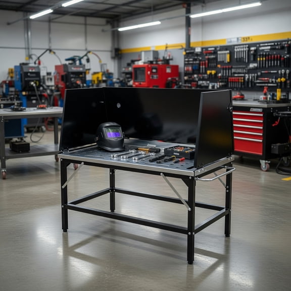 Spaco Heavy-Duty Folding Welding Table, Perforated Panel Galvanized Steel Workbench, for MIG TIG Welding & Tool Organization, Black