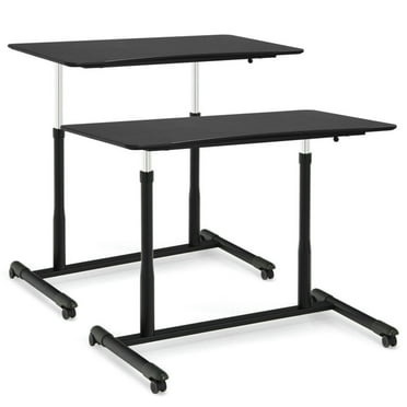 Spaco Height Adjustable Computer Desk Sit to Stand Rolling Notebook Table -Black, Office Furniture, Portable Desk for Home and Office
