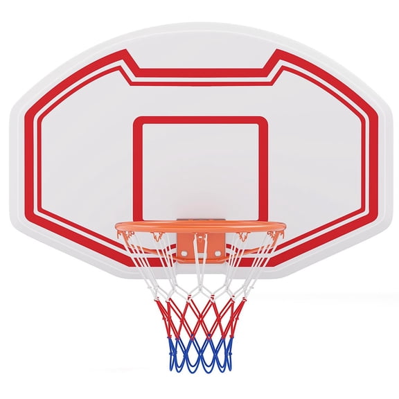 Spaco Home Gym Large Wall-Mounted Basketball Hoop, Standard Rim Shatter-Proof Backboard for Play, Red