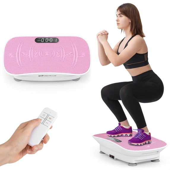 Spaco Home Gym Vibration Plate Exercise Machine, Anti-Slip Pedal, 10 Speed Intensities for Daily Workout, White