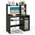 thumbnail image 1 of Spaco Home Office Computer Desk with Bookcase Keyboard Tray and CPU Stand-Black, Office Desk, Gaming Computer Desks for Study,Working,Writing, 1 of 10