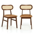 thumbnail image 1 of Spaco Indoor Mid Century Wood Dining Chairs Set of 2, Chair with Rattan Woven Backrest for Dining Room, Coffee, 1 of 6