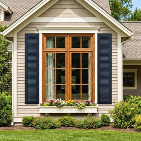 Spaco Indoor/Outdoor Exterior Louvered Shutters, Weather-Resistant Polypropylene, Easy DIY Installation & Low Maintenance, Vinyl/Brick Compatible, 14"W×67"H, Blue