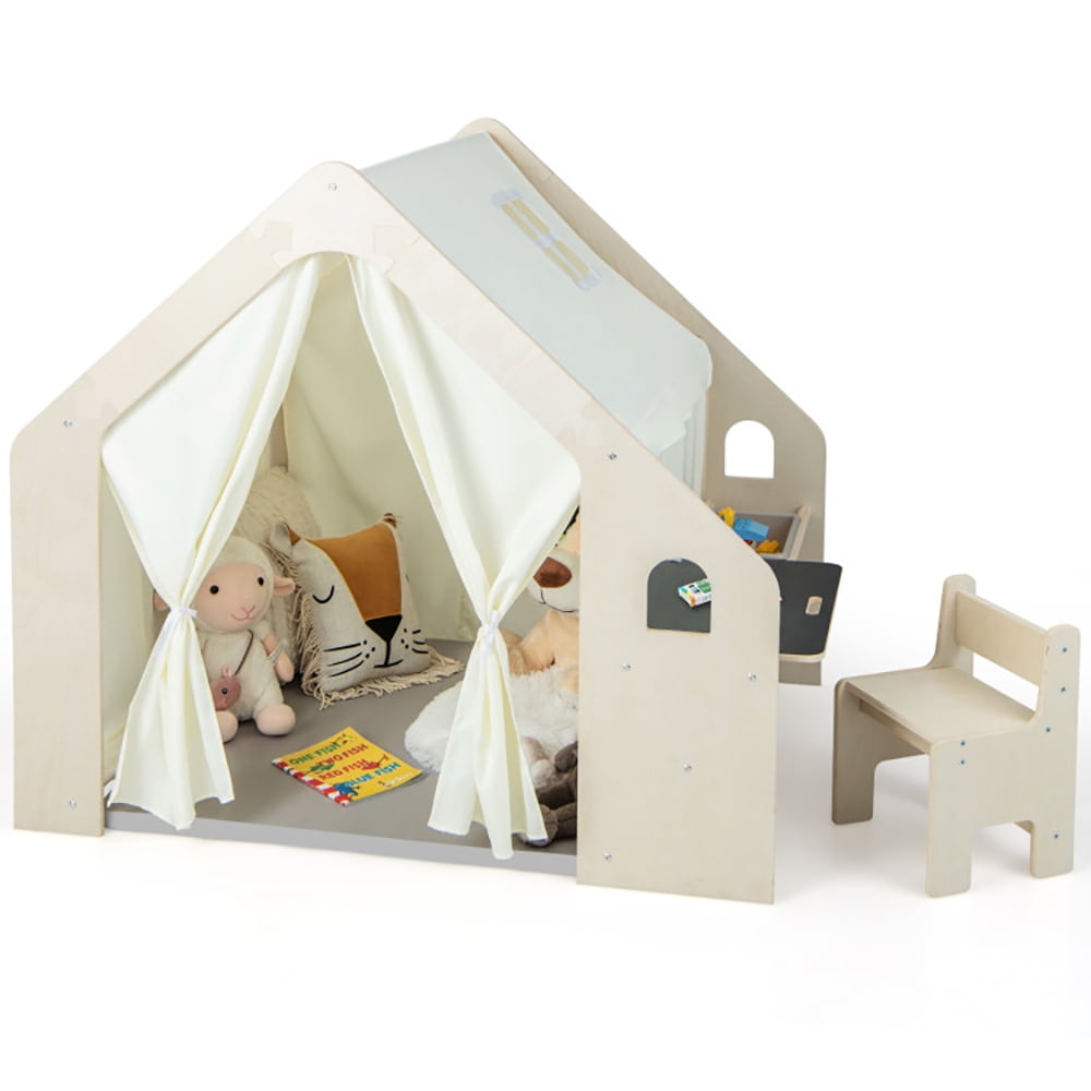 Spaco Indoor Playhouse Kids Play Tent, Play Tent with Storage Bin and Floor Mat for Kids, Holiday Birthday Gift for Kids Ages 2-6, Beige Spaco Indoor Playhouse Kids Play Tent, Play Tent with Storage Bin and Floor Mat for Kids, Holiday Birthday Gift for Kids Ages 2-6, Beige