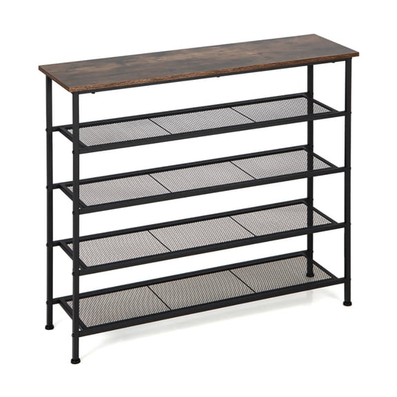 Spaco Industrial Adjustable 5-Tier Metal Shoe Rack with 4 Shelves for 16-20 Pairs, Shoe Storage Organizer for Entryway & Closet