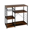 thumbnail image 1 of Spaco Industrial Kitchen Baker's Rack Microwave Shelf with 6 Hooks-Walnut, Kitchen Storage Shelf for Spices, Pots, and Pans, 1 of 8