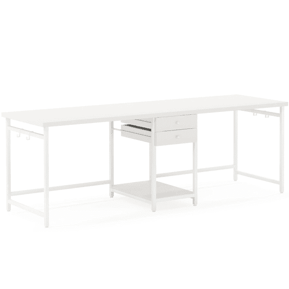 Spaco Industrial Two Person Desk, 78" Double Computer Desk with Drawers, Desk for Indoor as Home, Office, White