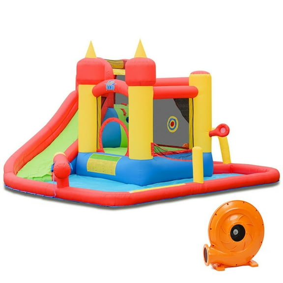 Spaco Inflatable Blow Up Water Slide Bounce House with 740 W Blower, Jumping Castle Family Backyard Bouncy Castle, Durable Sewn with Extra Thick Material, Idea for Kids