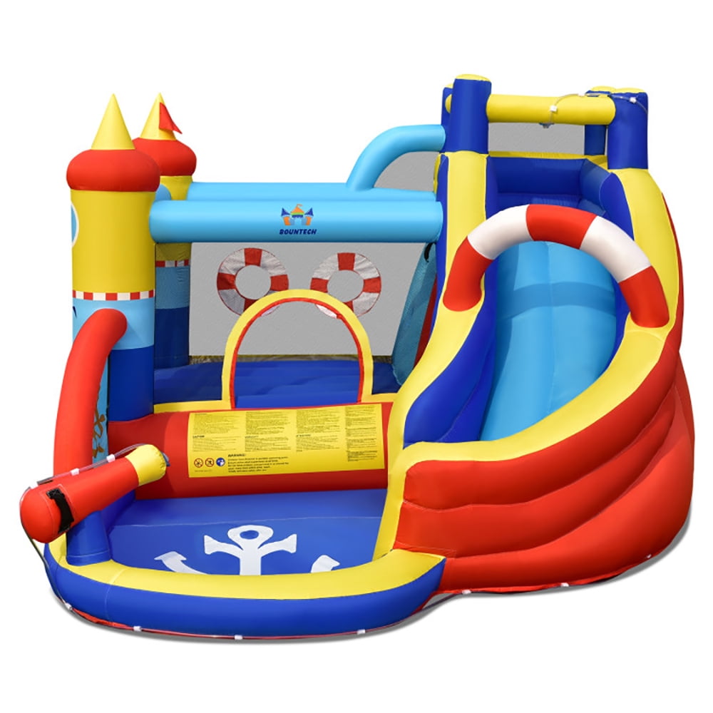 Supabounce Castle Spaco Inflatable Bounce Castle with Slide Climbing Wall and 450W Blower ...