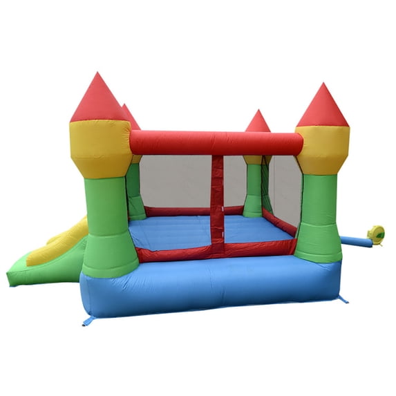 Spaco Inflatable Bounce House Jumper with Slide & 480 W Blower, Jumping Castle Family Backyard Bouncy Castle, Durable Sewn with Extra Thick Material, Idea for Kids
