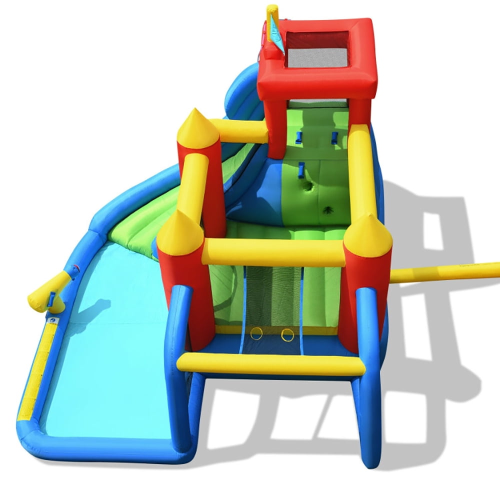 Spaco Inflatable Bouncer Bounce House with Water Slide Splash Pool without Blower, Jumping Castle Family Backyard Bouncy Castle, Durable Sewn with Extra Thick Material, Idea for Kids