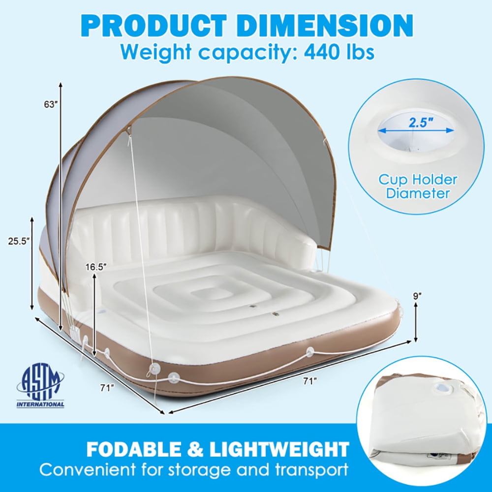 Spaco Inflatable Pool Float Lounge Swimming Raft, Pool Floats Lounger with Backrest Footrest Cup Holder for Swimming Pool Beach Lake and Vacation Spaco Inflatable Pool Float Lounge Swimming Raft, Pool Floats Lounger with Backrest Footrest Cup Holder for Swimming Pool Beach Lake and Vacation