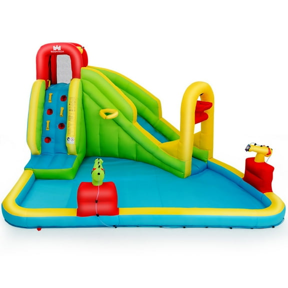 Spaco Inflatable Splash Jump Slide Water Bounce without Blower, Jumping Castle Family Backyard Bouncy Castle, Durable Sewn with Extra Thick Material, Idea for Kids